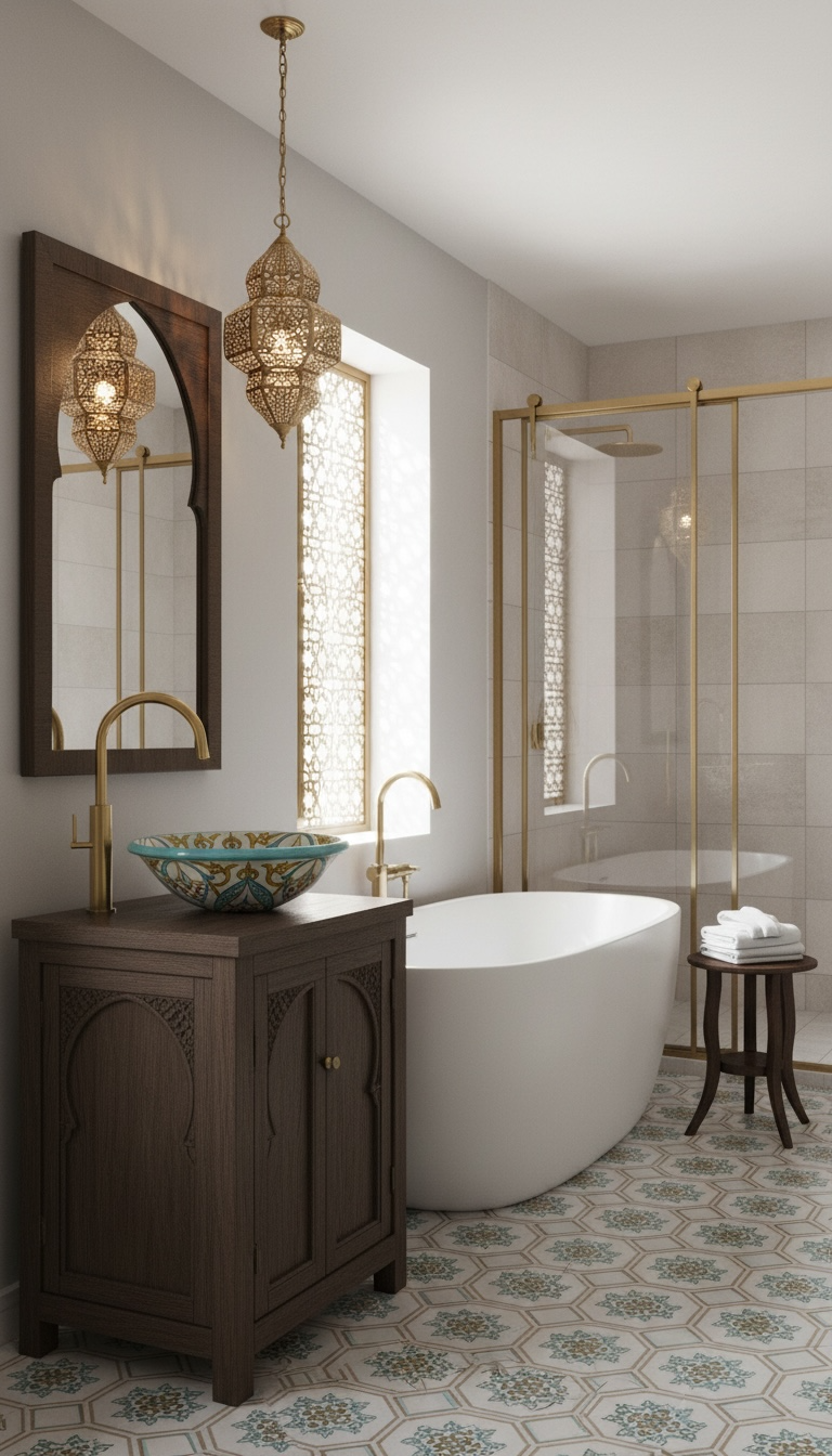 Antique Moroccan tile sink with intricate blue and white patterns, showcasing traditional craftsmanship and decorative design.
