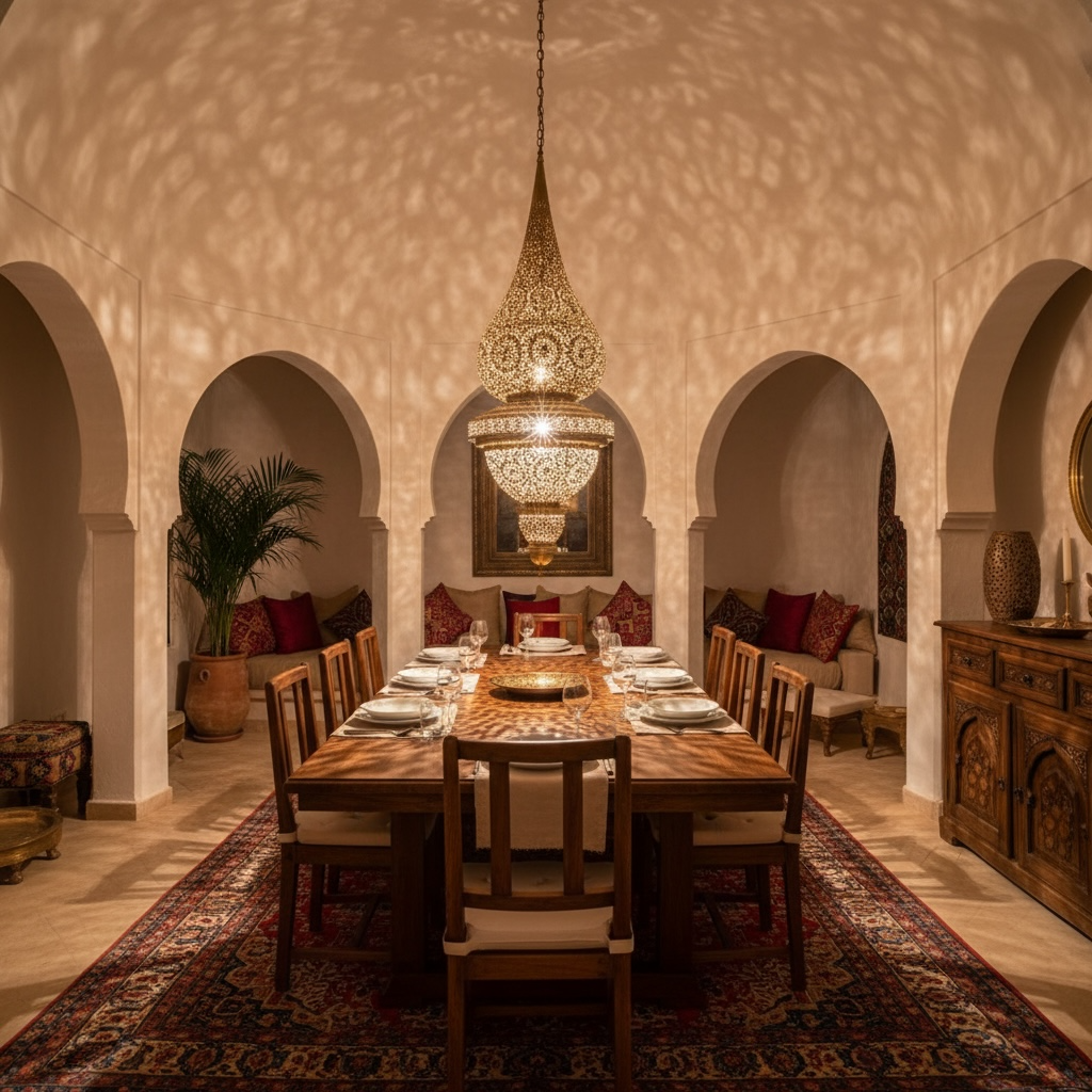Moroccan brass pendant chandelier