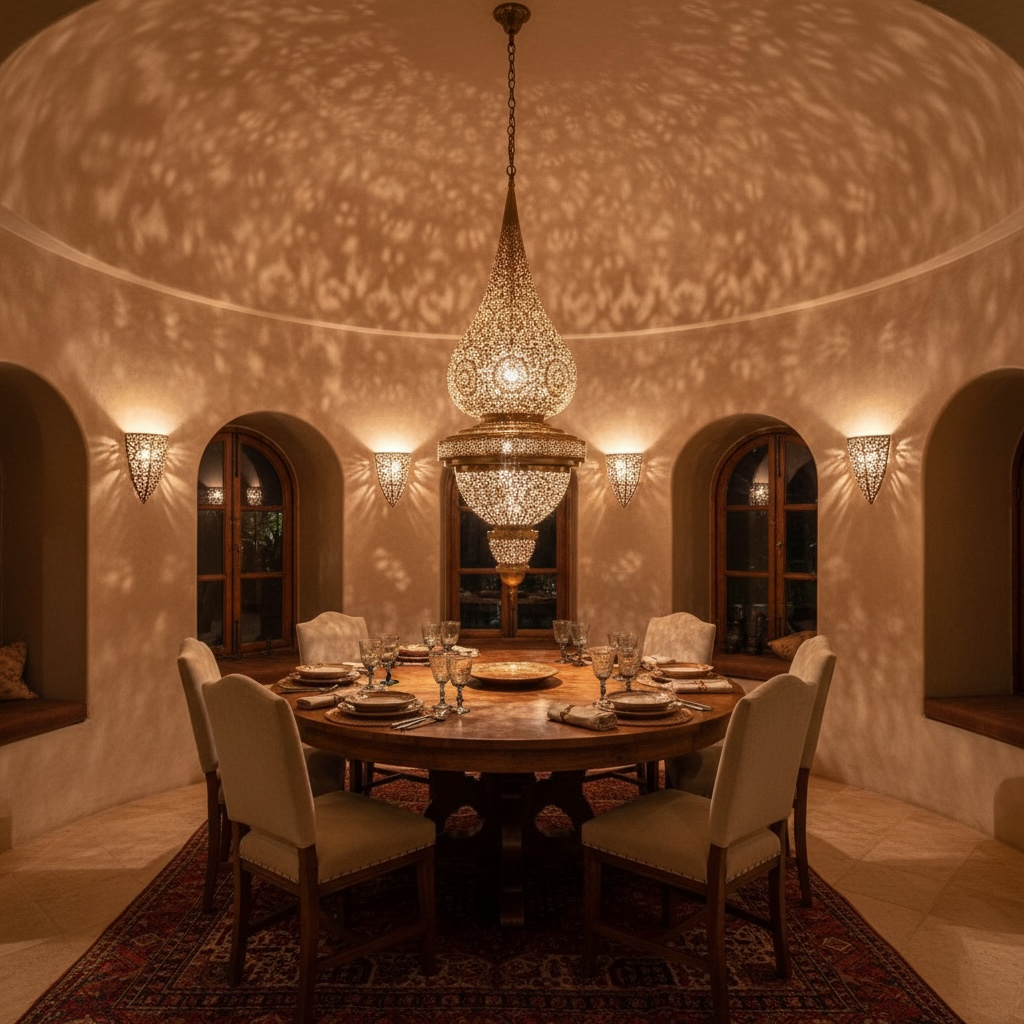 Moroccan brass pendant chandelier