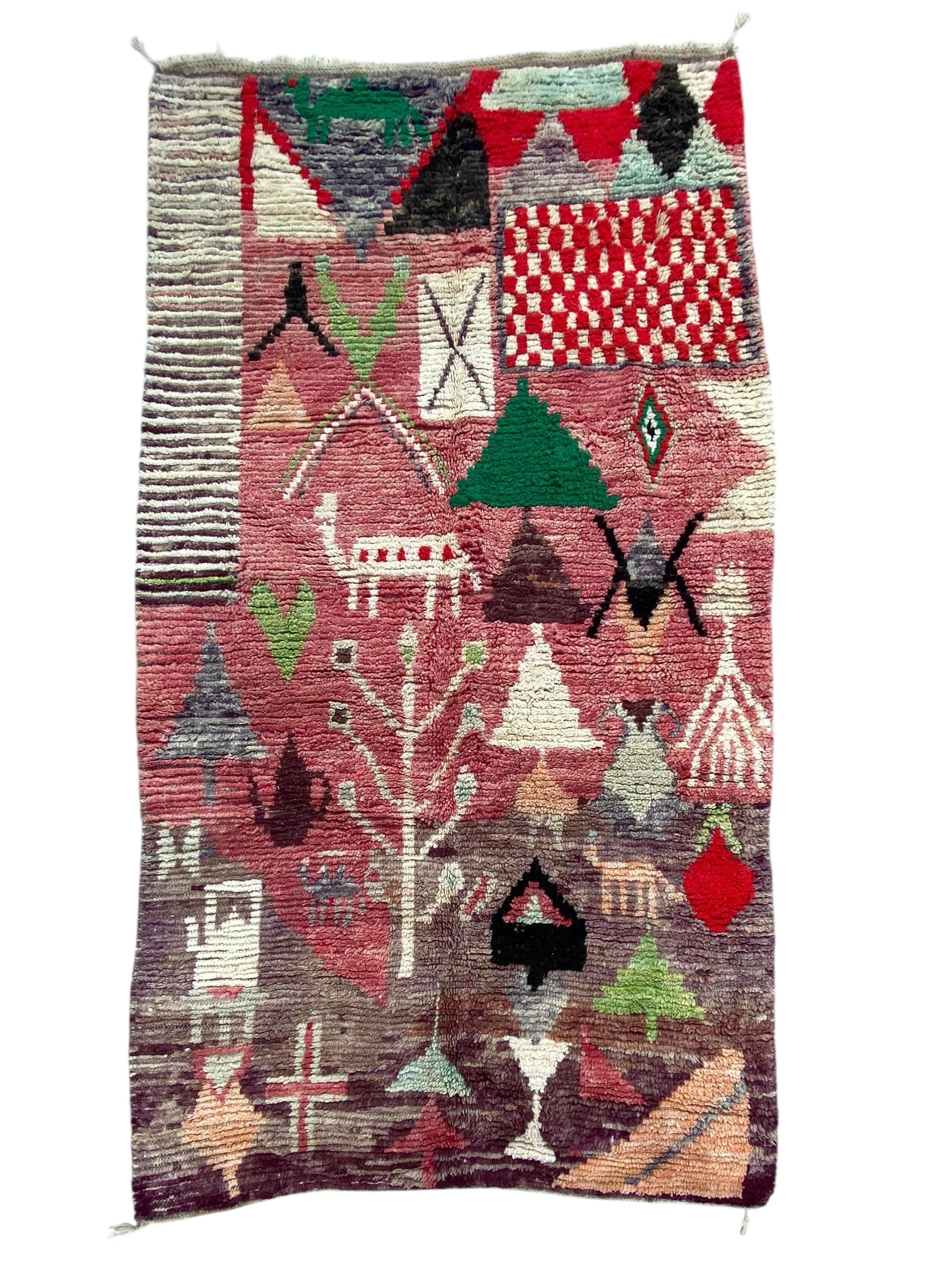 Handwoven Riad Atlas carpet by Justmorocco featuring intricate geometric patterns in earthy tones, ideal for traditional indoor decor.
