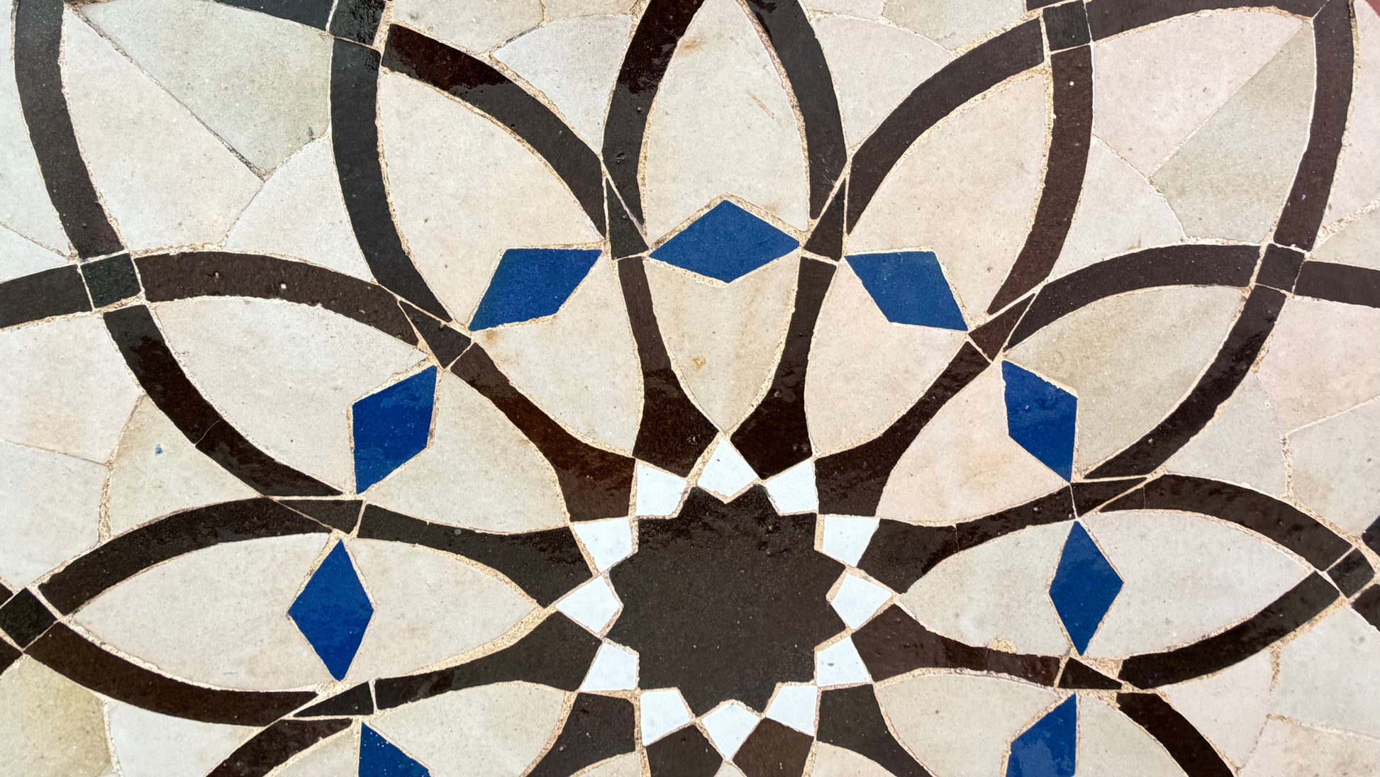 Colorful Moroccan Alhambra Palace tile by Justmorocco featuring intricate geometric patterns and traditional design.