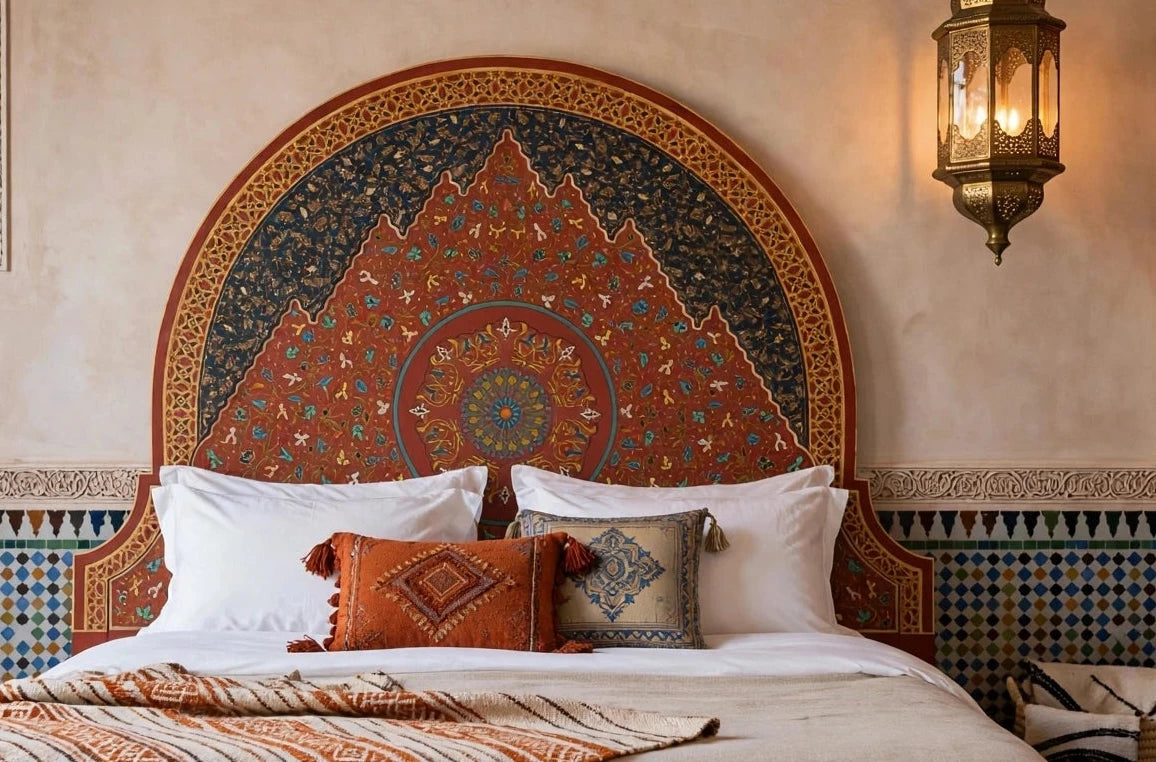 Moroccan red palace bed