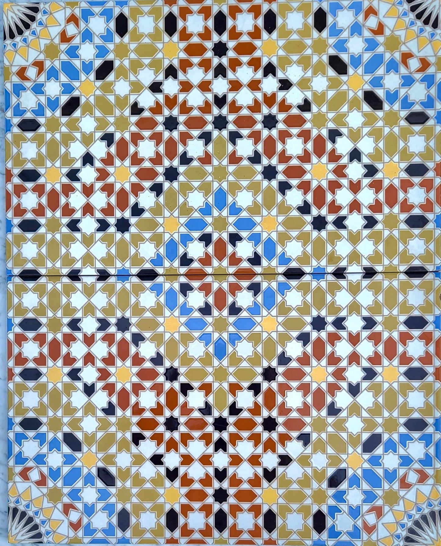 Colorful Moroccan Alkazar tile pack by Justmorocco, featuring intricate geometric patterns in vibrant shades.