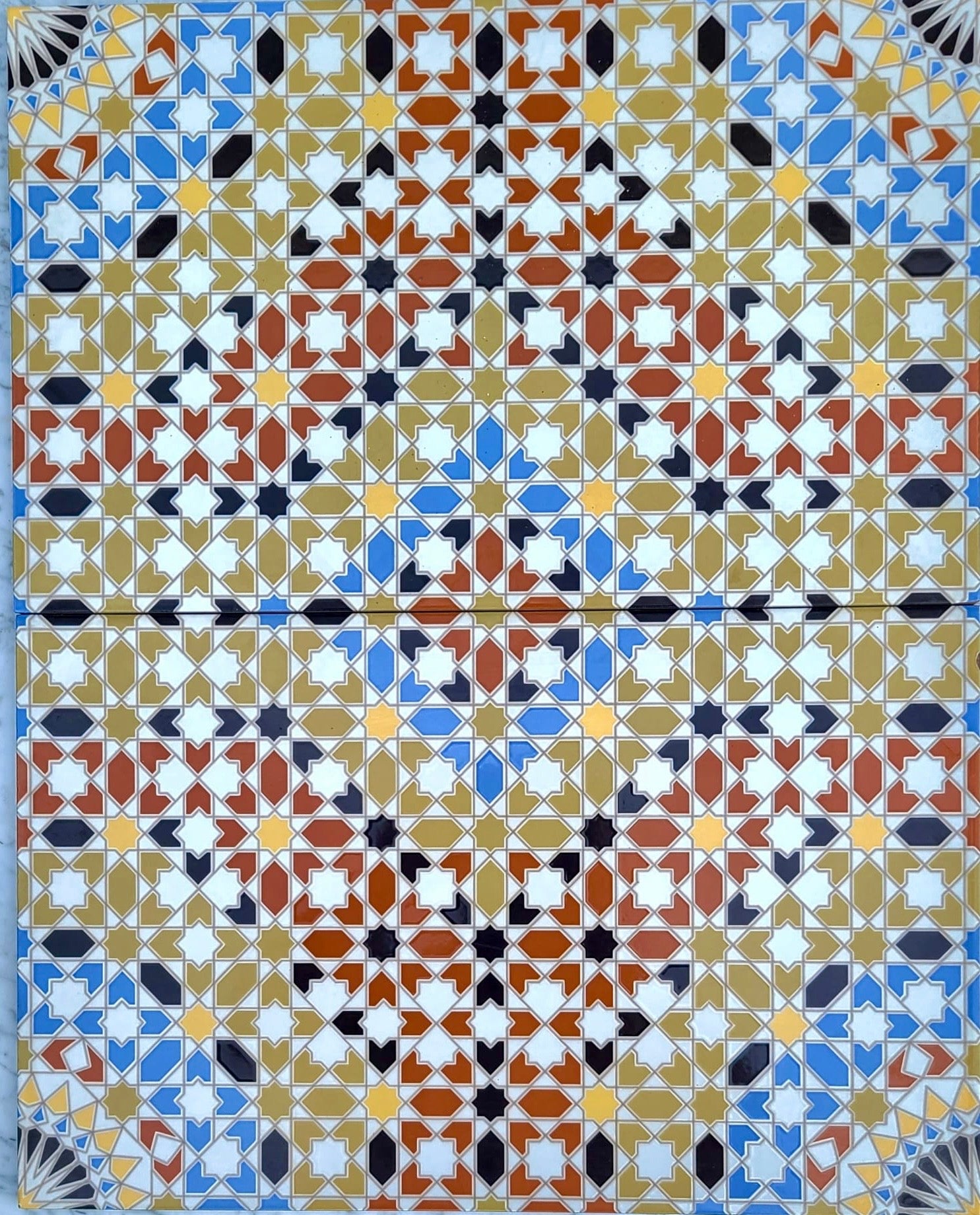 Colorful Moroccan Alkazar tile pack by Justmorocco, featuring intricate geometric patterns in vibrant shades.