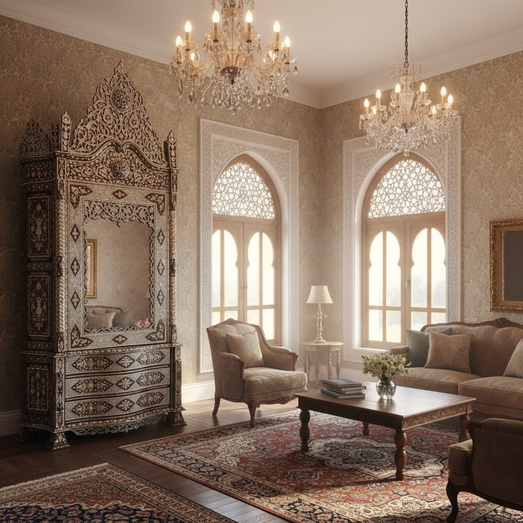 Damascus mother of pearl armoire