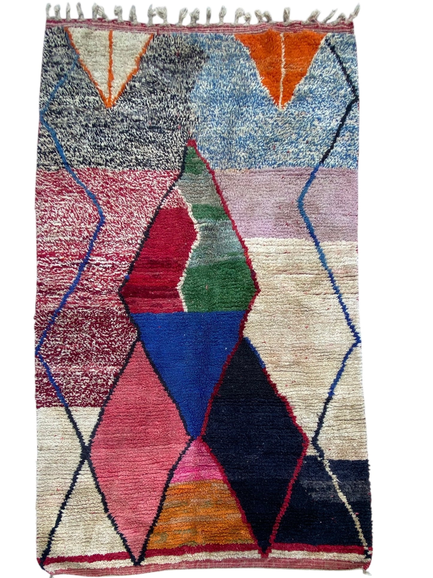 Colorful Atlas Mountain rug by Justmorocco featuring traditional geometric patterns and vibrant earthy tones.
