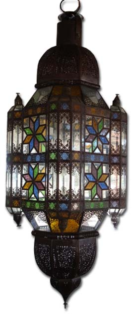 Large Nejma Moroccan chandelier by Justmorocco featuring intricate metalwork and traditional lantern design.