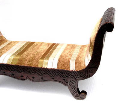 Sahara bench upholstered with handmade sabra fabric. Handcrafted in Marrakech 