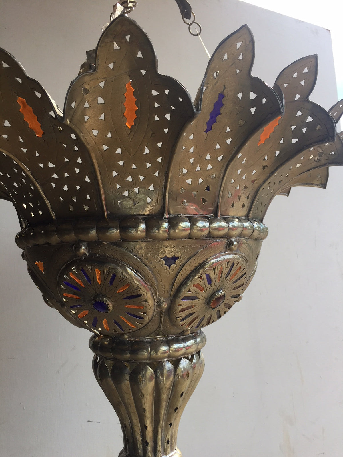 Vintage silver moroccan ceiling lamp, hanging chandelier, all handmade