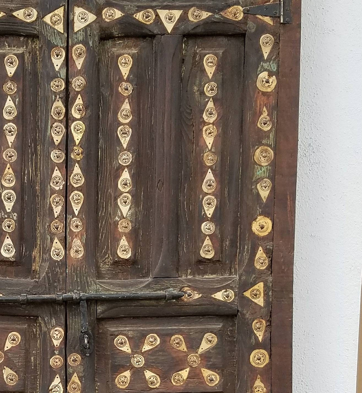 Unique inlay Cedar Door, Antique Moroccan Riad Double Panels