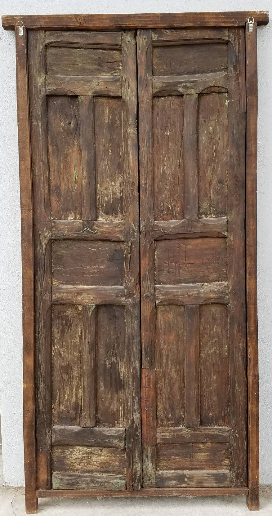 Unique inlay Cedar Door, Antique Moroccan Riad Double Panels