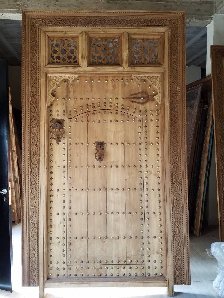 Handmade Moorish Carved Cedar Wood Door: 9ft Palace Gate