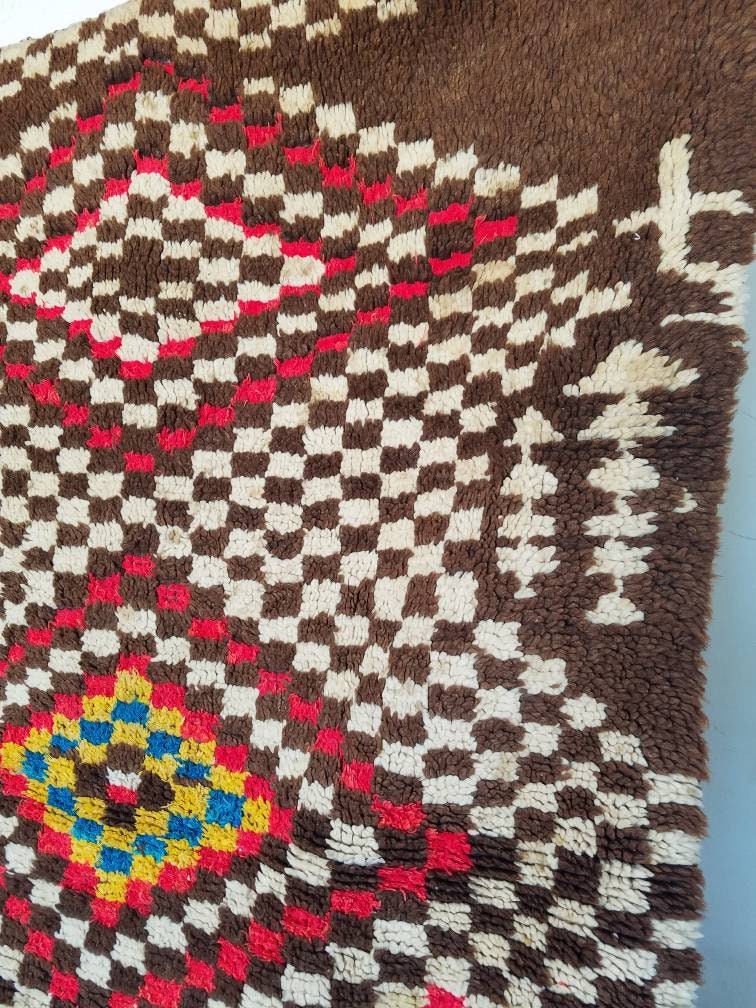 Vintage Handwoven Berber Rug: Moroccan Azilal, Ethnic Weaving (71x43 in)