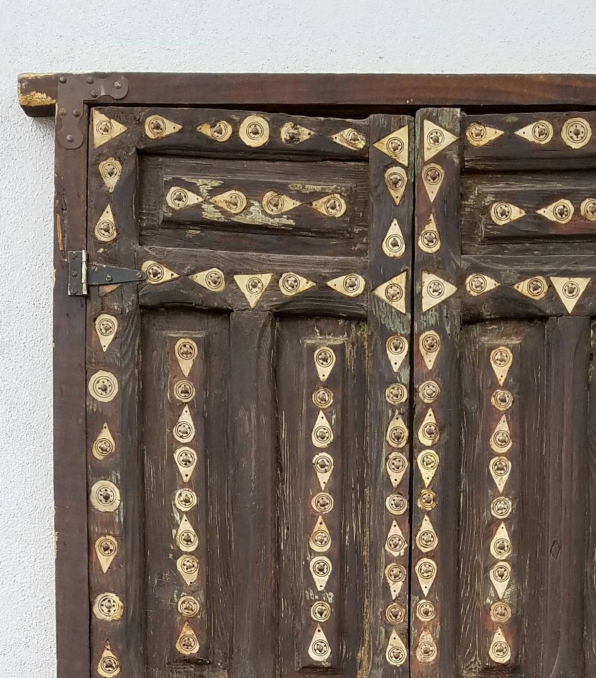 Unique inlay Cedar Door, Antique Moroccan Riad Double Panels
