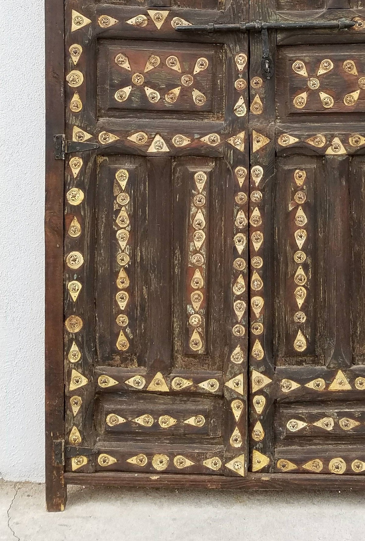 Unique inlay Cedar Door, Antique Moroccan Riad Double Panels