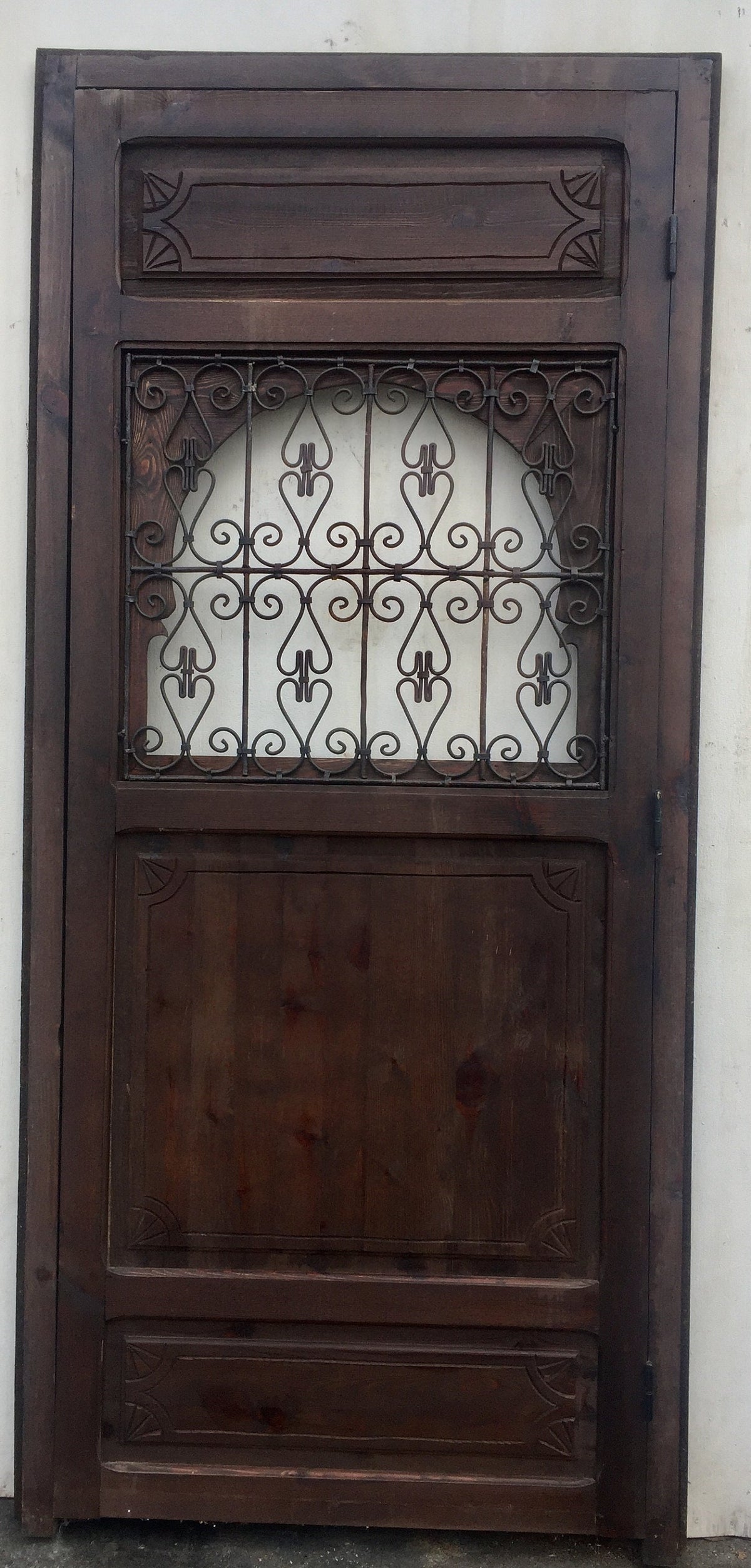 Moroccan Wrought Iron Filigree Wooden Door, Moorish Decor (84x34)