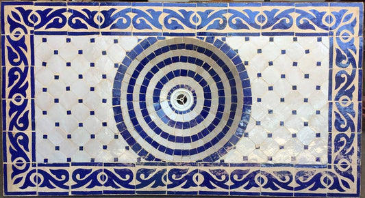 Moorish Tile Sink, Handmade Blue and White Mosaic, Concrete Vanity Top (43x27)