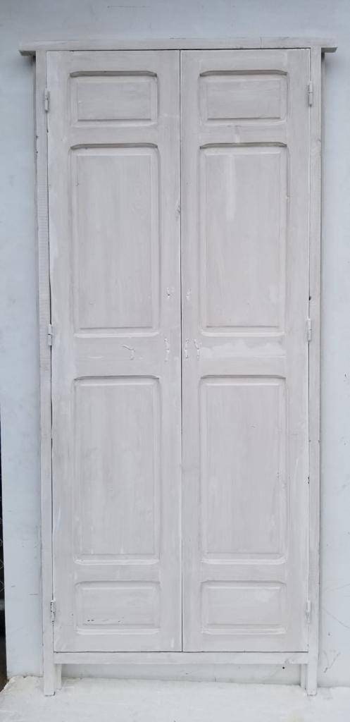 Hand Carved White Moroccan Double Door: Andalusian Cedar, 86" x 50"