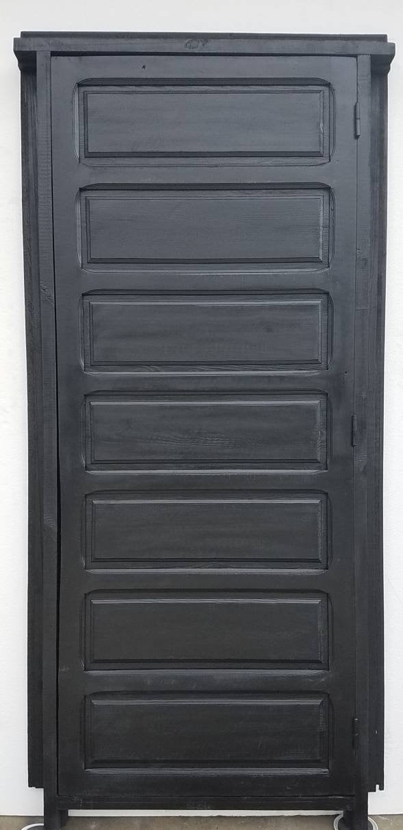 Handmade Black Moroccan Door, Riad Style with Metal Knocker (84x40)