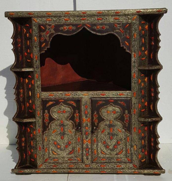 Inlaid Camel Bone Corner Cabinet - Moroccan Berber Ethnic Decor
