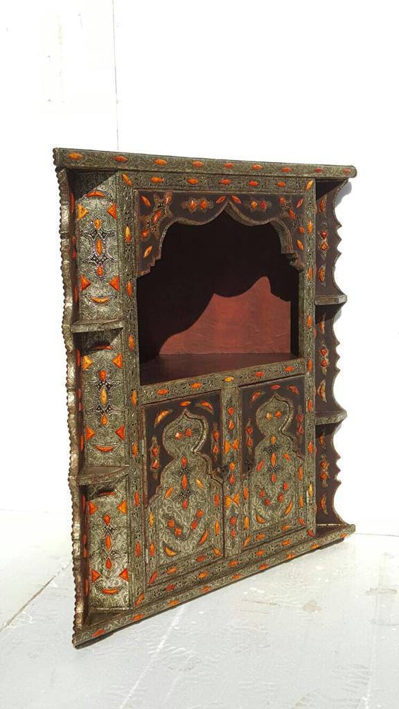 Inlaid Camel Bone Corner Cabinet - Moroccan Berber Ethnic Decor
