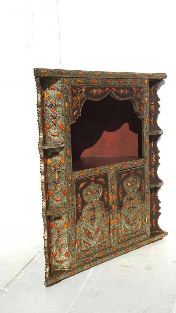 Inlaid Camel Bone Corner Cabinet - Moroccan Berber Ethnic Decor