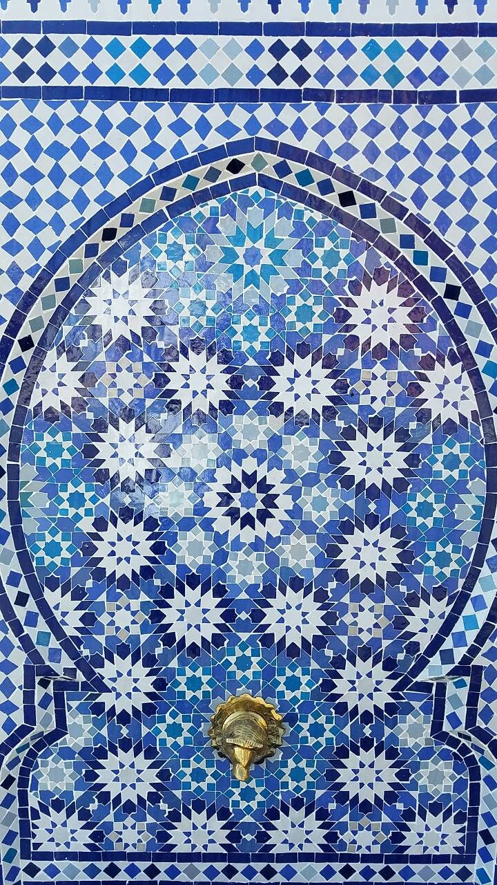 Handmade Mosaic Tile Fountain, Large Moorish Water Feature