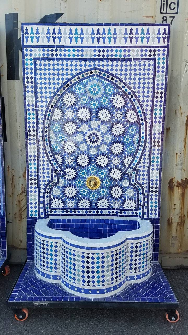 Handmade Mosaic Tile Fountain, Large Moorish Water Feature