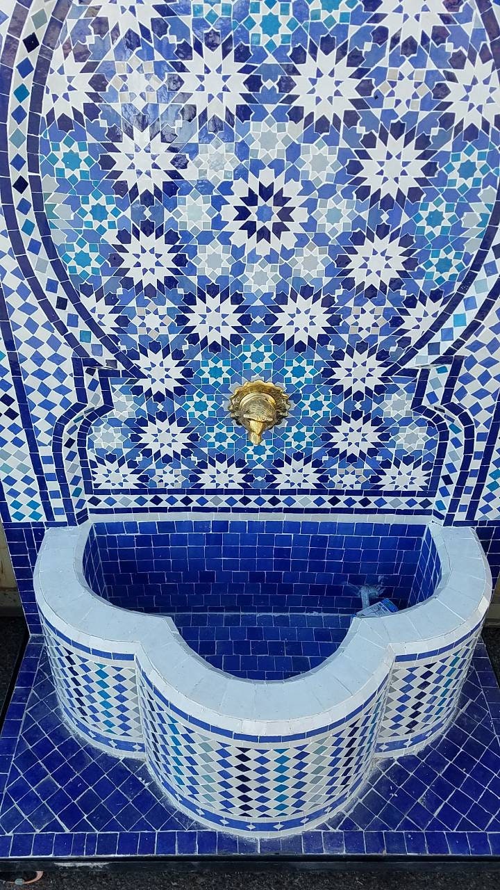 Handmade Mosaic Tile Fountain, Large Moorish Water Feature