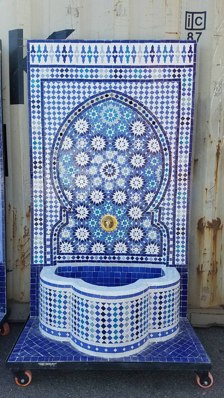 Handmade Mosaic Tile Fountain, Large Moorish Water Feature