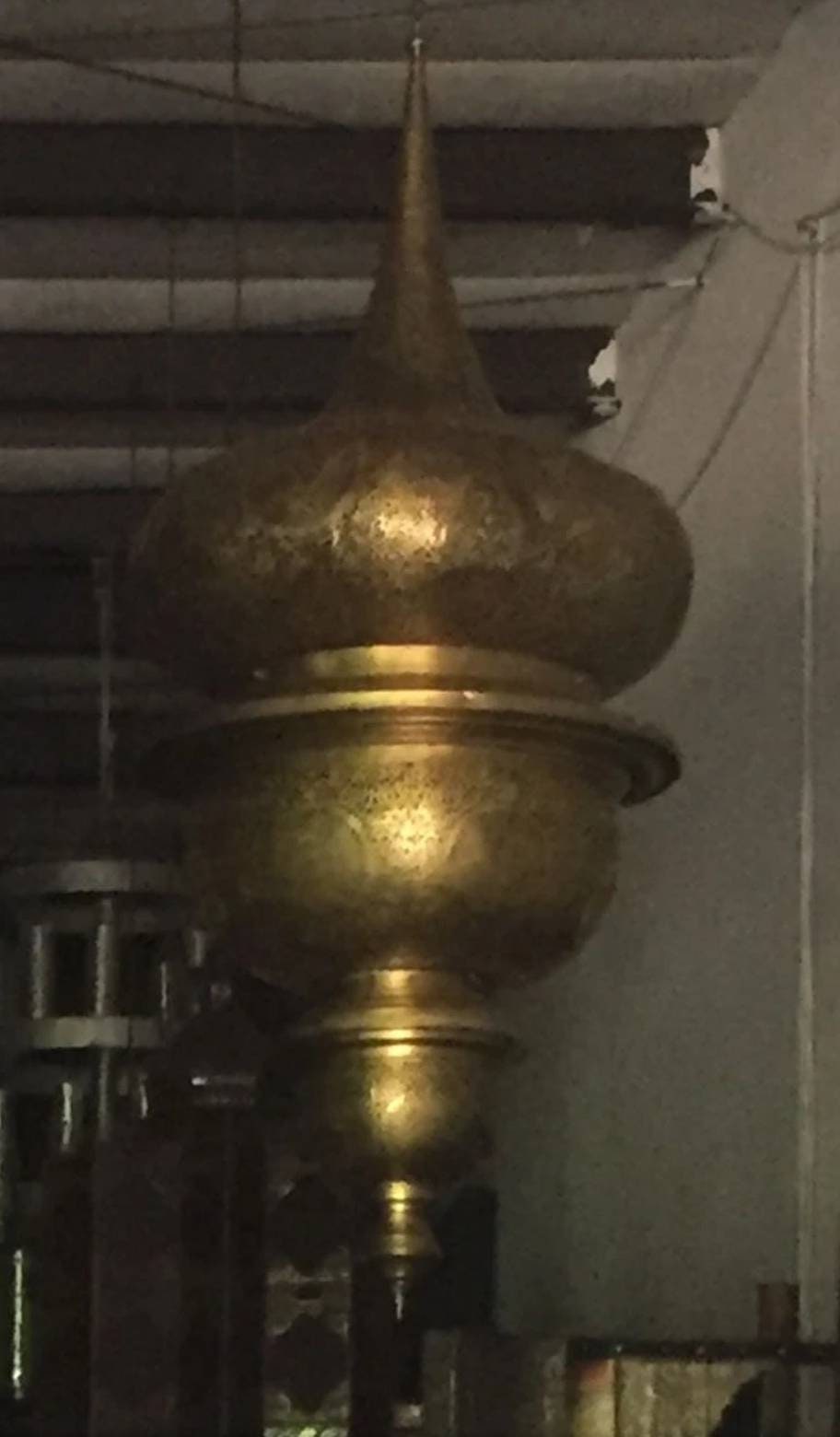 Extra Large Vintage Moroccan Brass Chandelier, Handmade Moorish Pendant Light