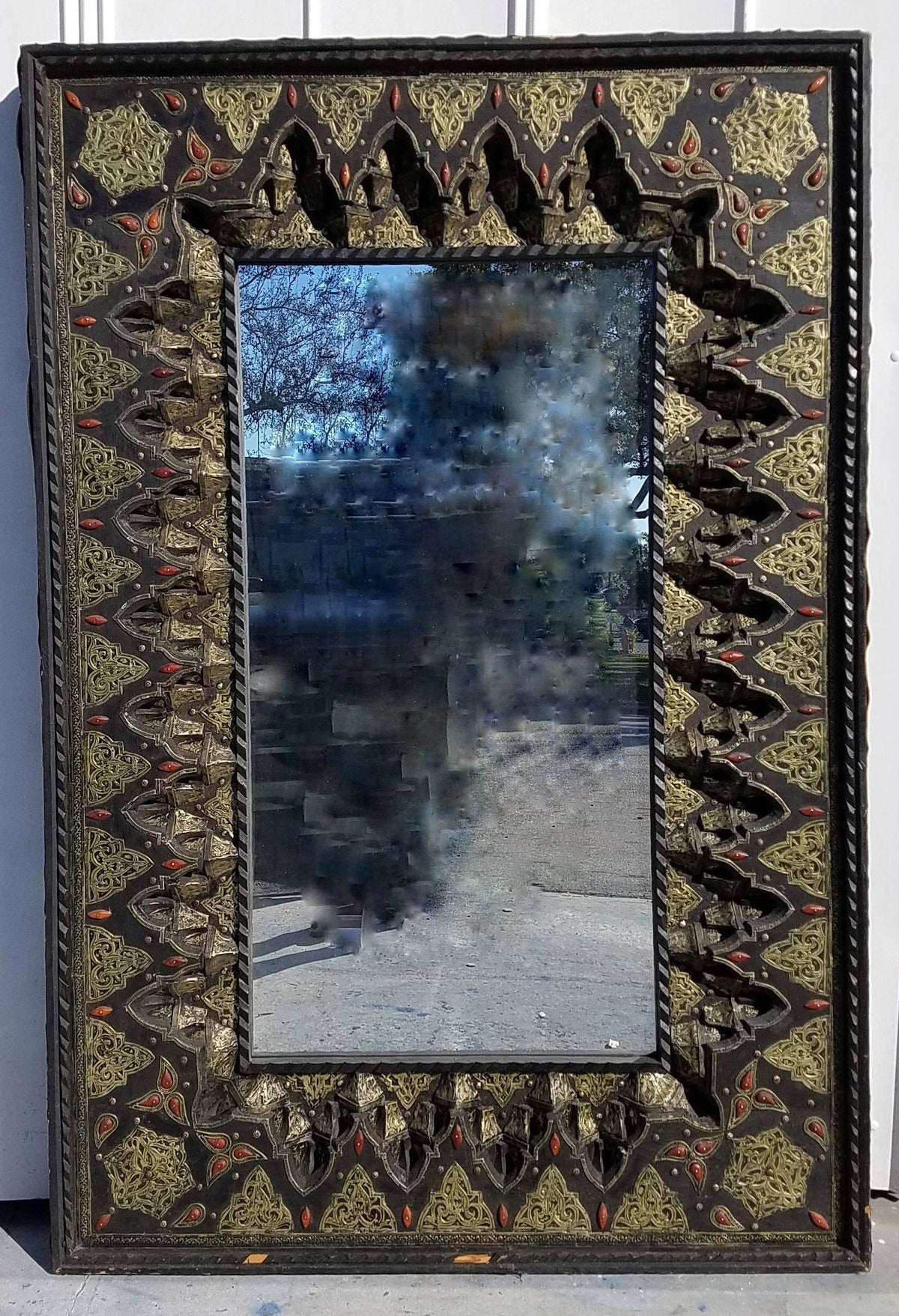 Large Exquisite Moroccan Mirror: Camel Bone, Silver, Handmade