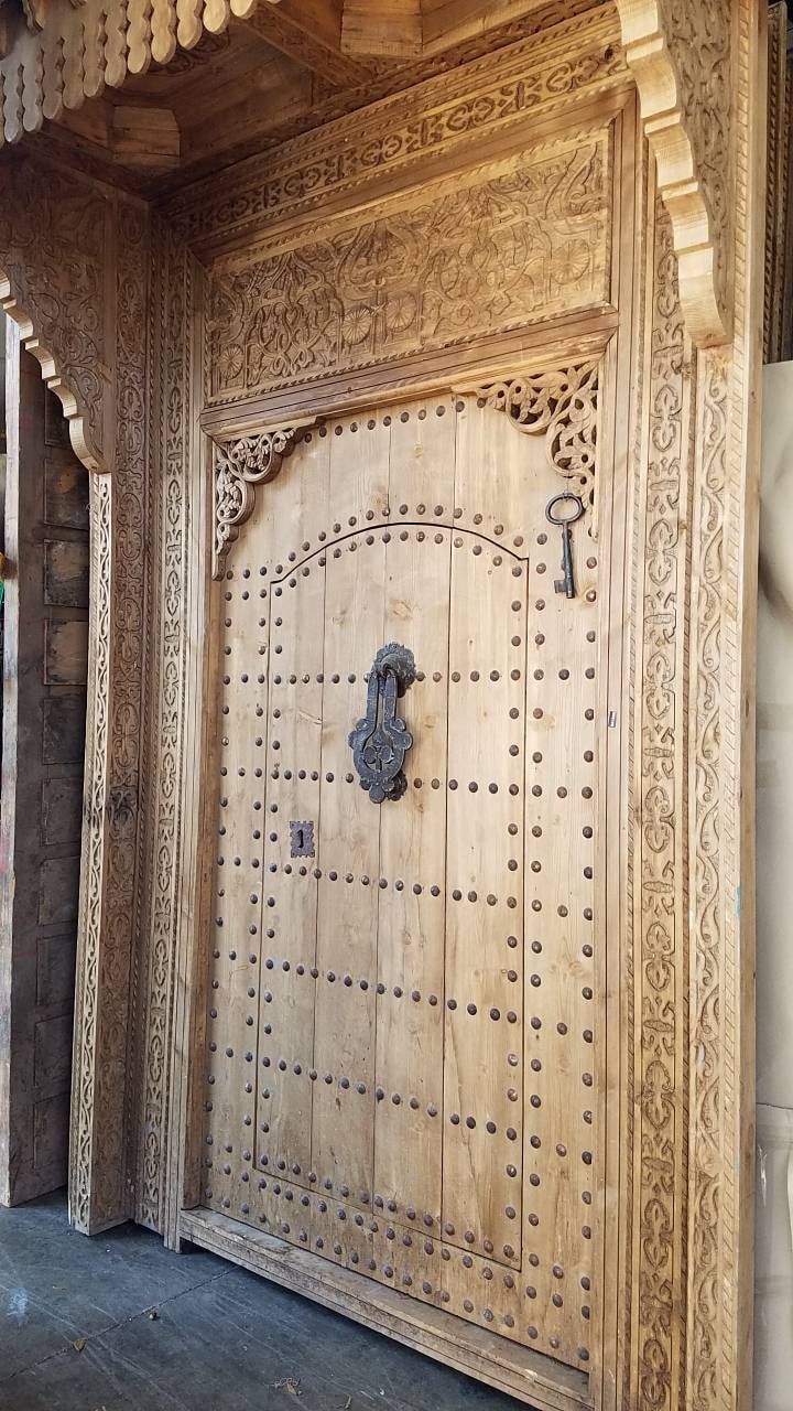 Handmade Moorish Carved Cedar Door, Palace Double Door 115x70