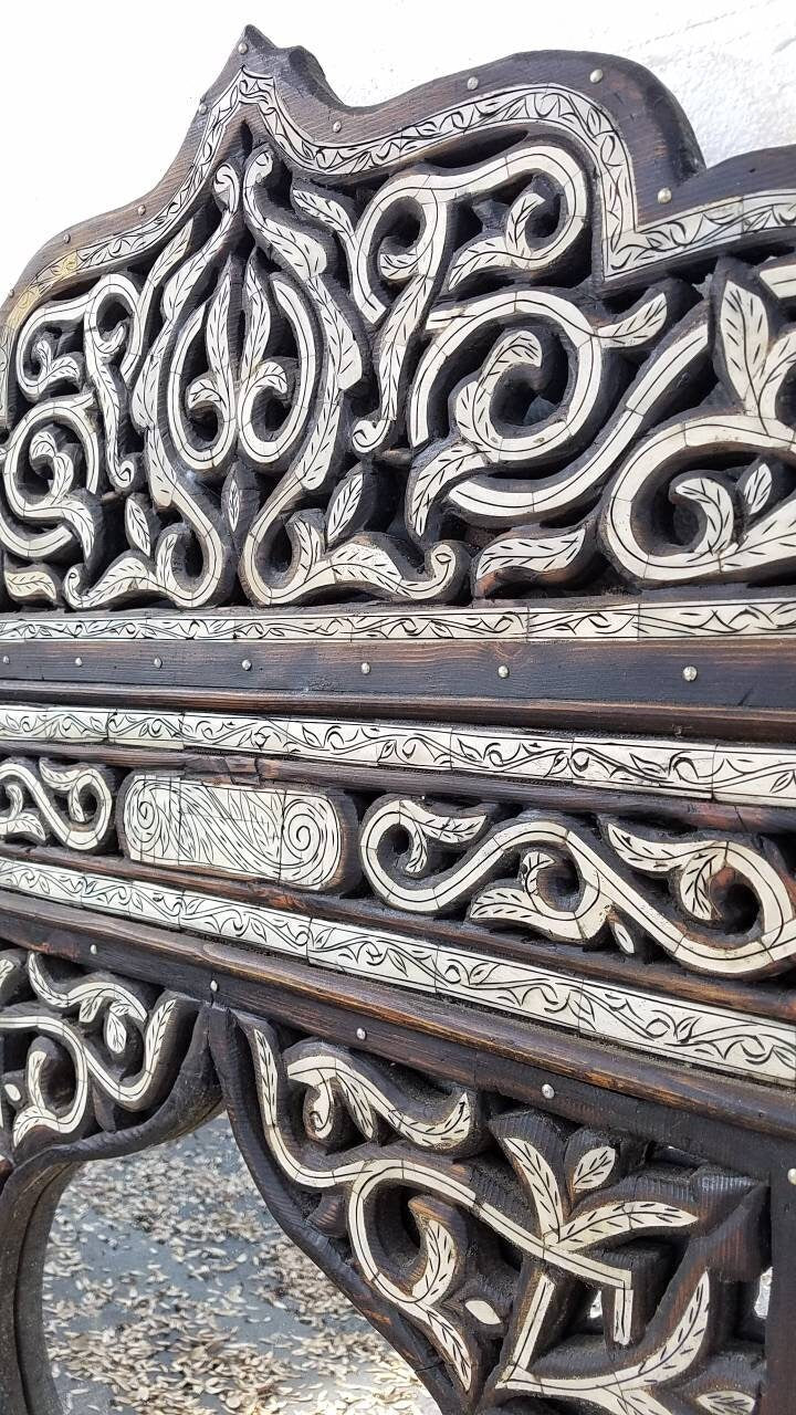 Handmade Moroccan Mirror: Inlay Camel Bone, Moorish Design (75.5x47")