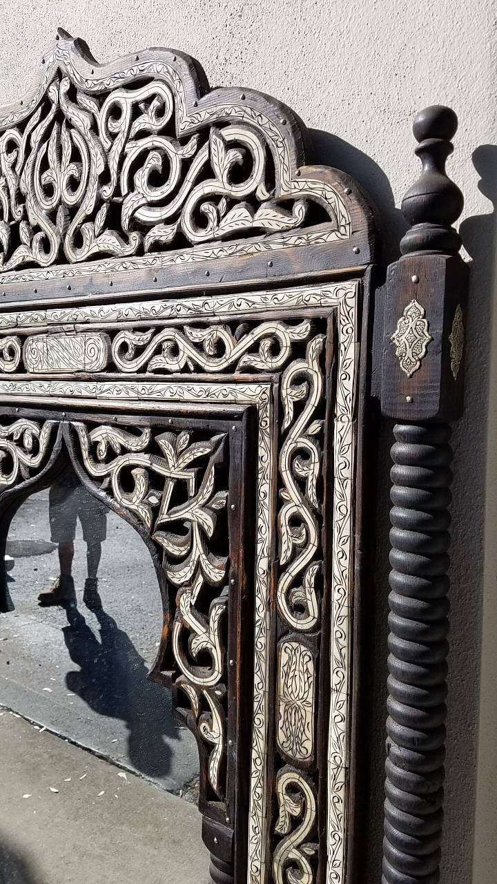 Handmade Moroccan Mirror: Inlay Camel Bone, Moorish Design (75.5x47")