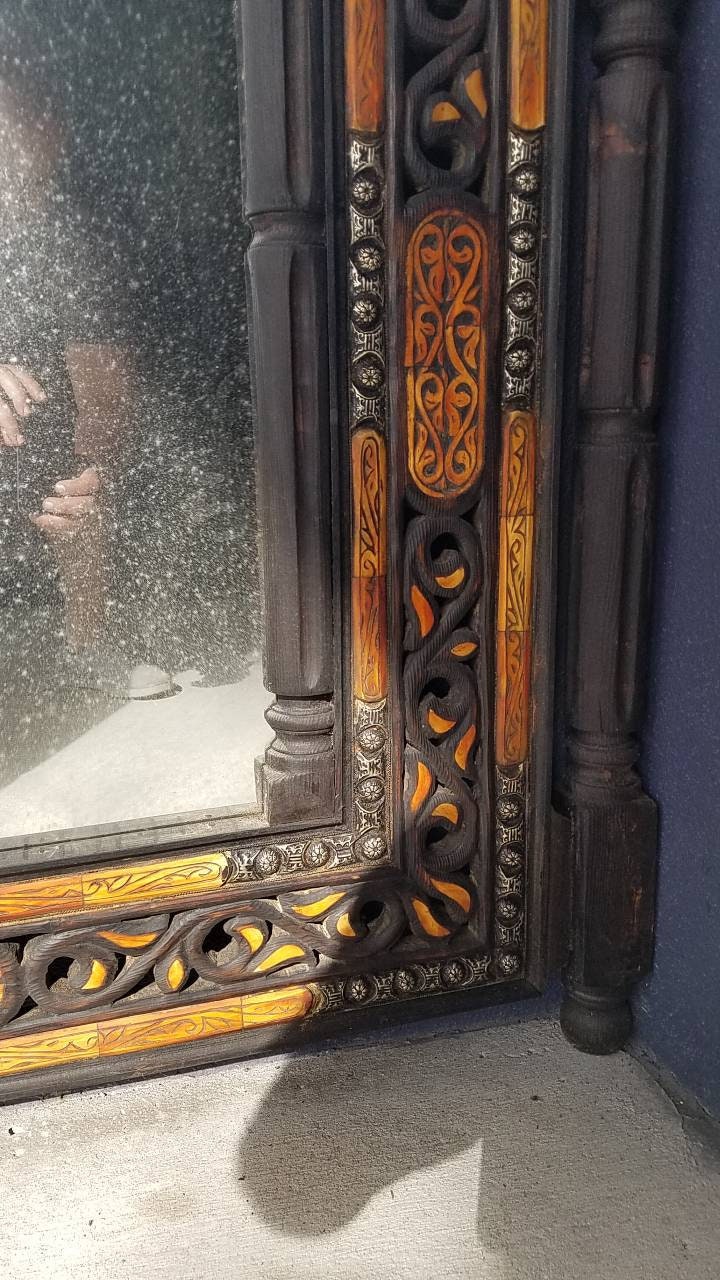 Handmade Moroccan Inlay Camel Bone Mirror, Moorish Design