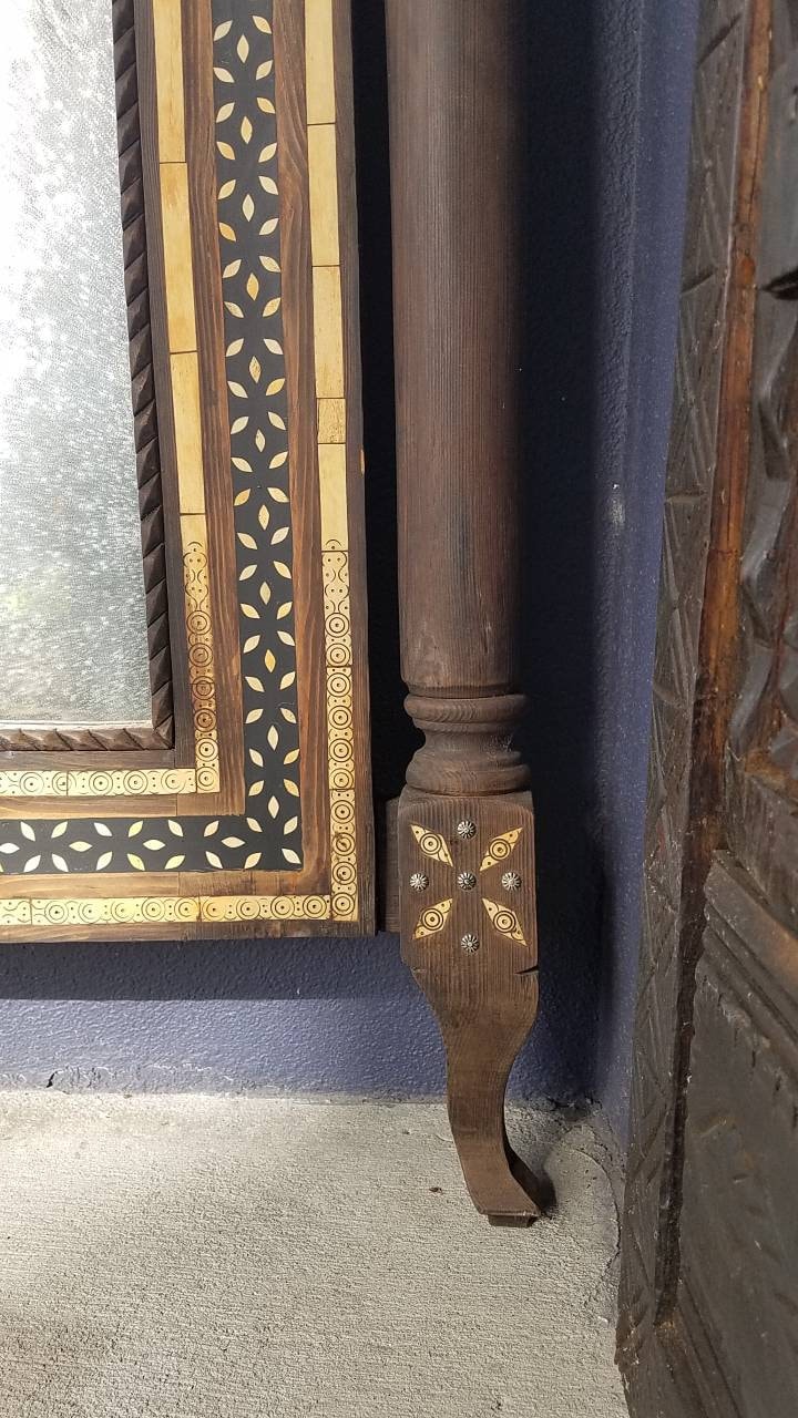 Handmade Moroccan Inlay Camel Bone Mirror, Arabic Calligraphy