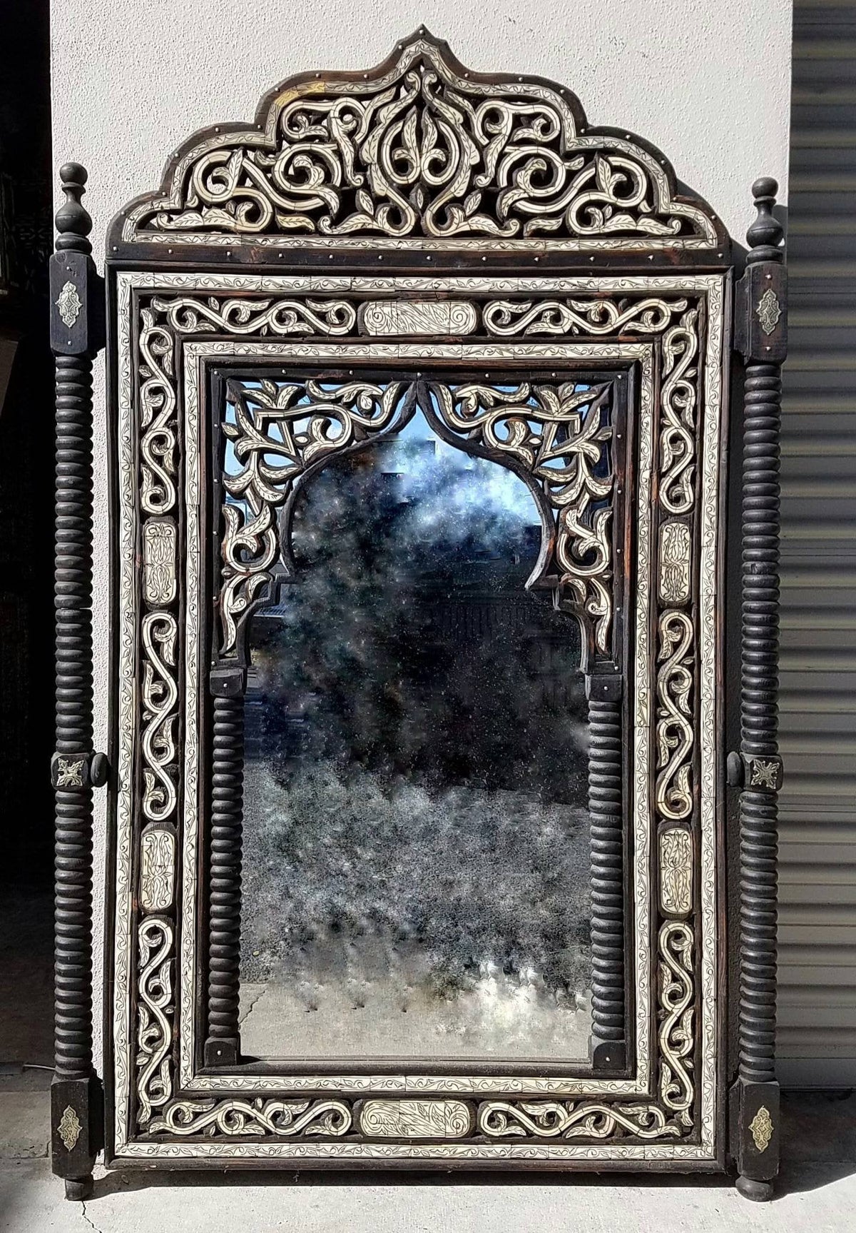 Handmade Moroccan Mirror: Inlay Camel Bone, Moorish Design (75.5x47")