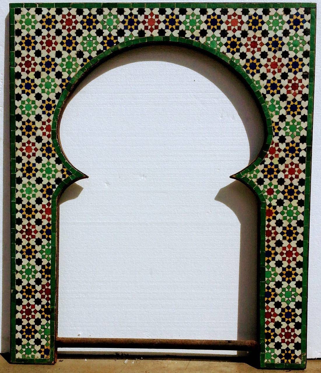 Vintage Moroccan Zellige Tile Fireplace Surround, Hand-Chiseled Mosaic