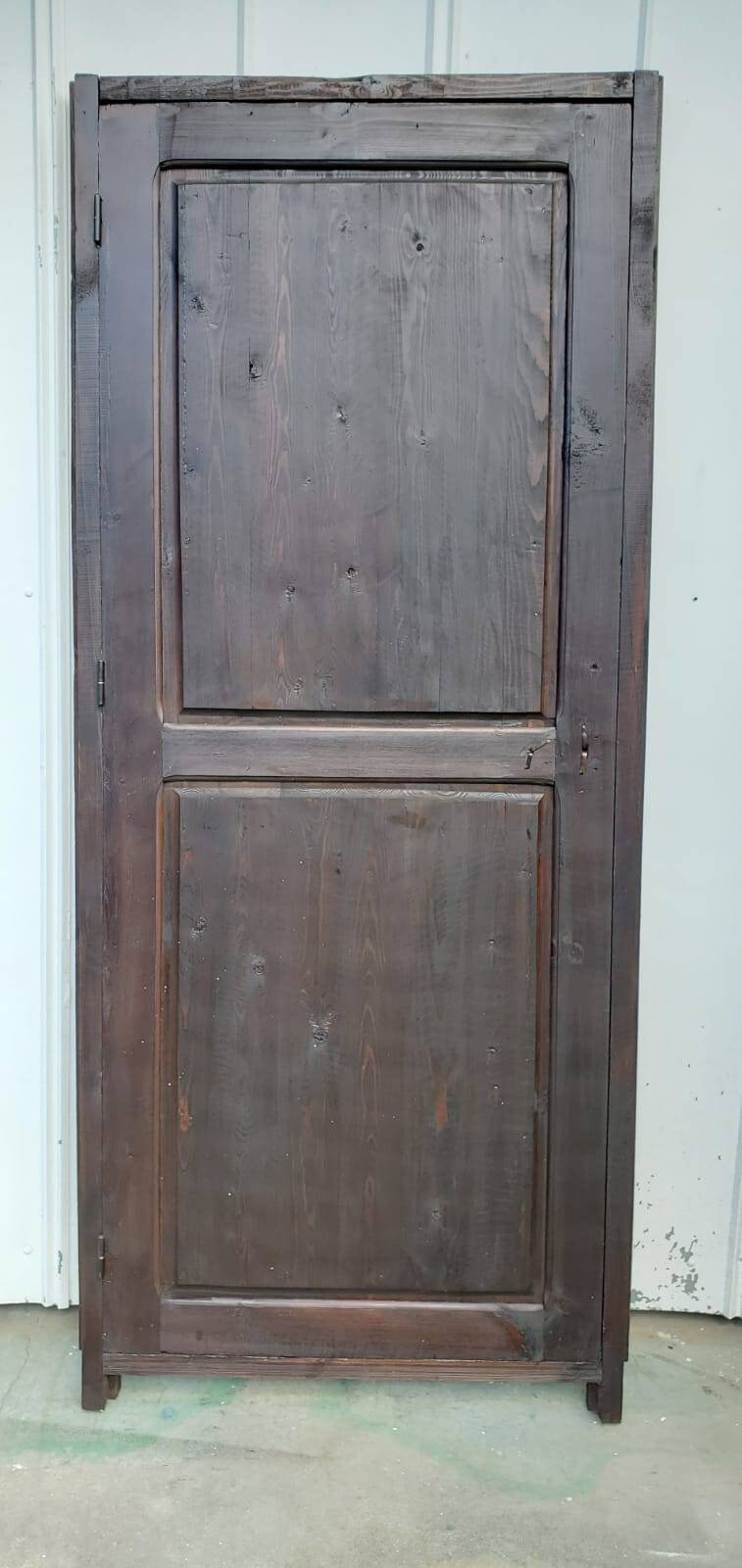 Hand Carved Moorish Door, Dark Brown Geometric Riad Woodwork (79x36)