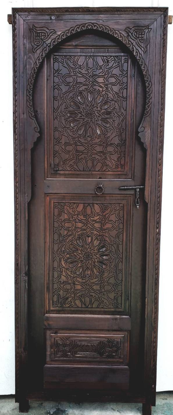 Hand Carved Moroccan Door, Alhambra Moorish Style, 79" x 29"