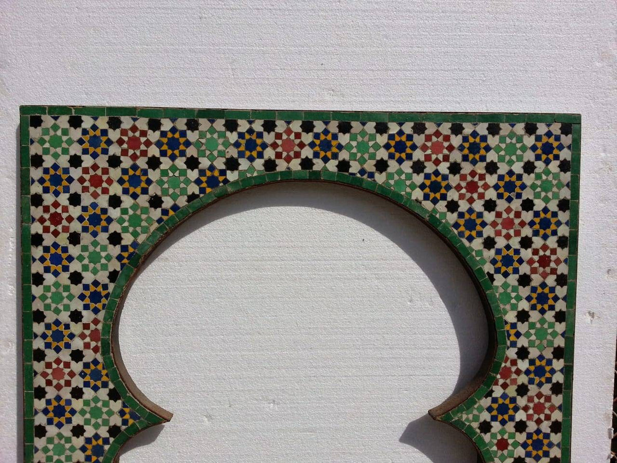 Vintage Moroccan Zellige Tile Fireplace Surround, Hand-Chiseled Mosaic