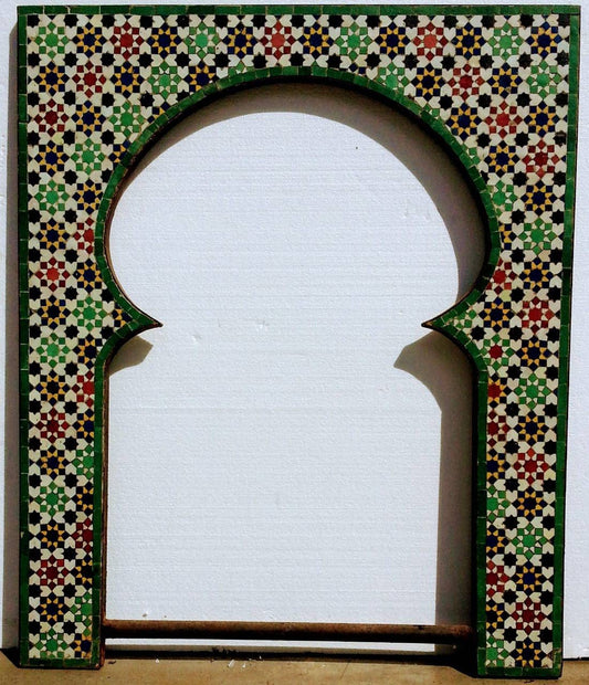 Vintage Moroccan Zellige Tile Fireplace Surround, Hand-Chiseled Mosaic