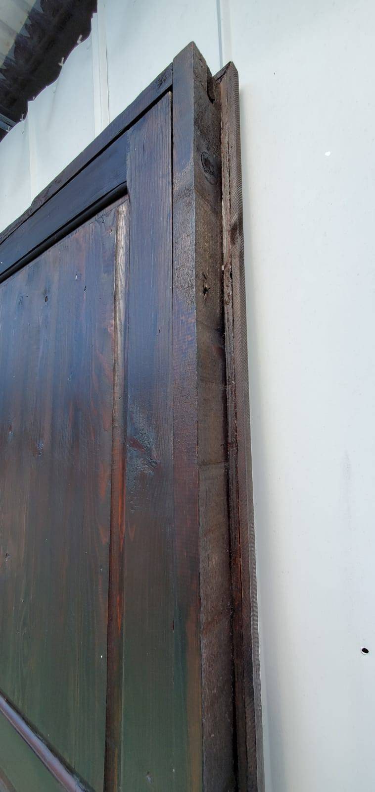 Hand Carved Moorish Door, Dark Brown Geometric Riad Woodwork (79x36)