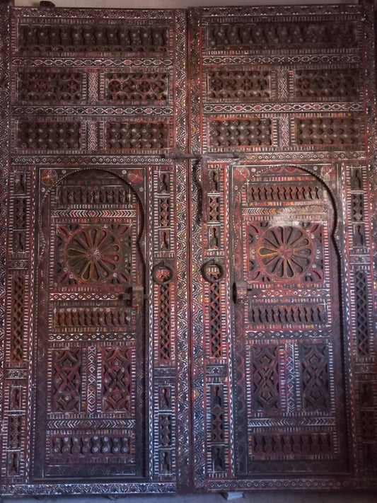 Unique Carved Moroccan Berber Door, Touareg Fortress Palace Entry