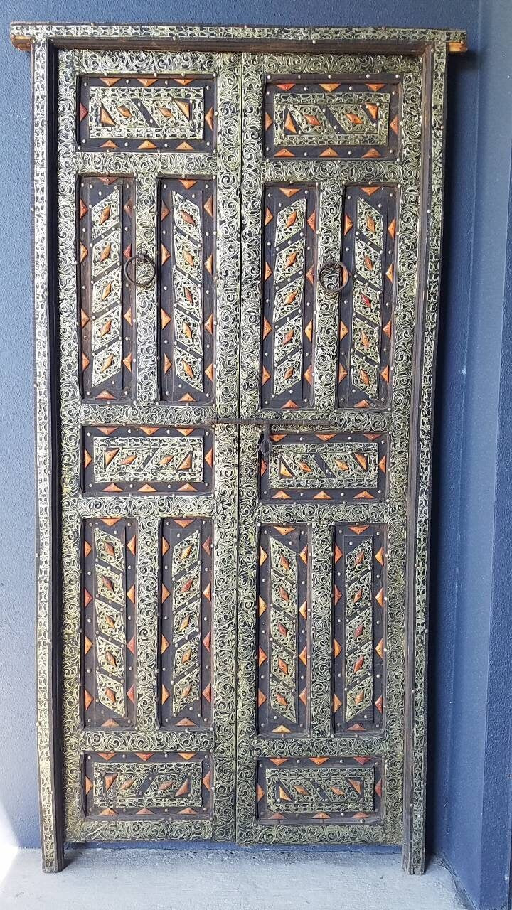 Handmade Camel Bone Door Panel with Silver Inlay (74x36)