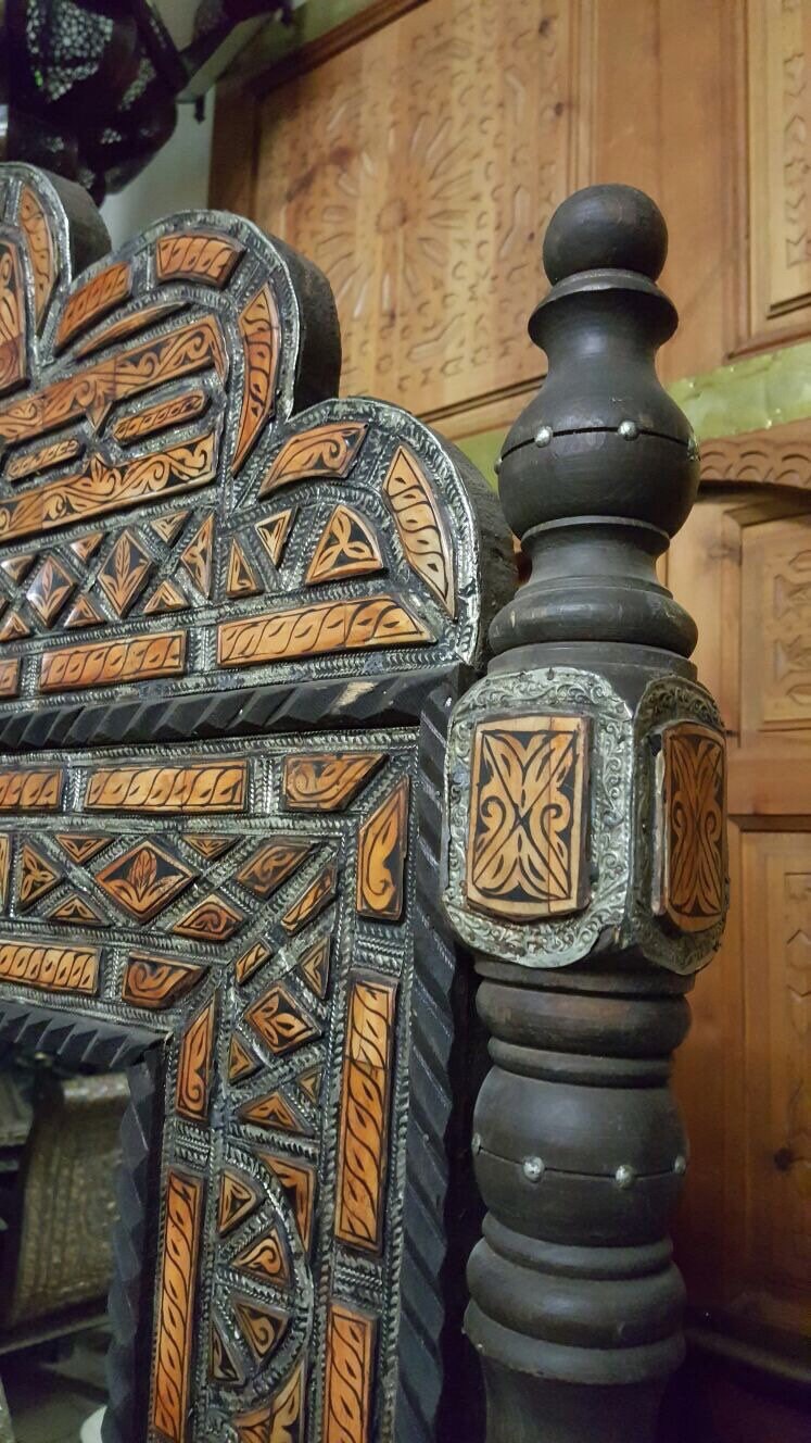 Handmade Moroccan Mirror, Orange Camel Bone Inlay, Berber Design