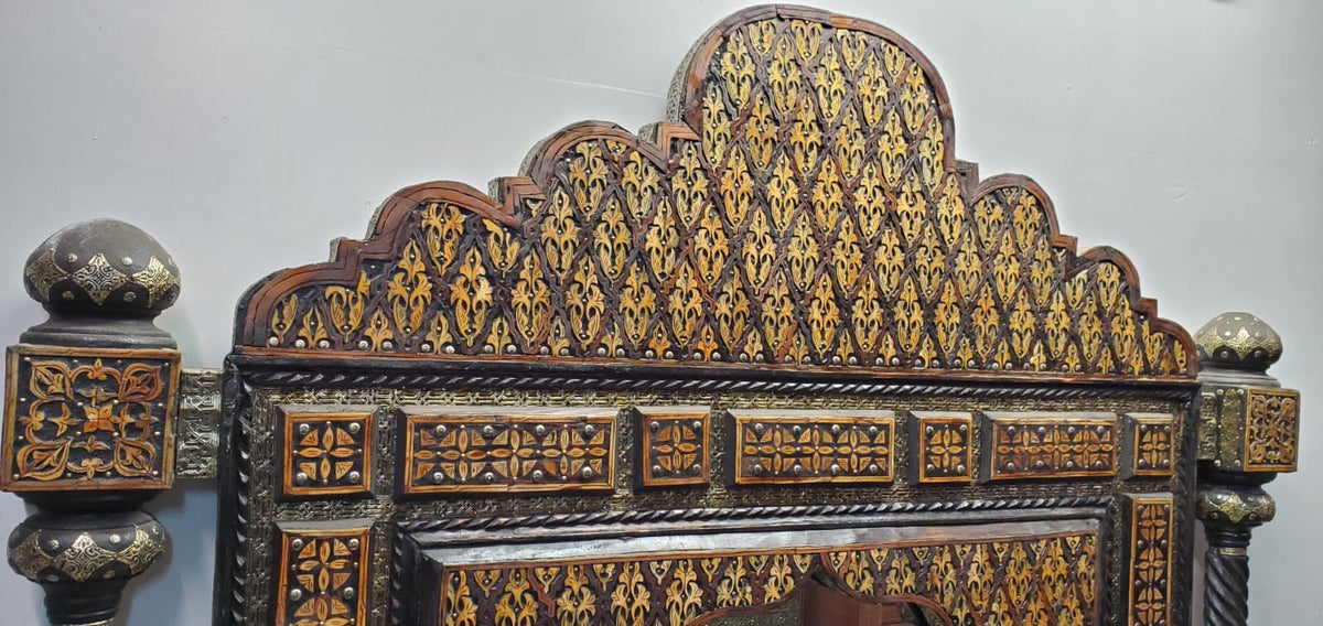 Giant Moroccan Mirror: Vintage Inlay, Camel Bone, Handmade