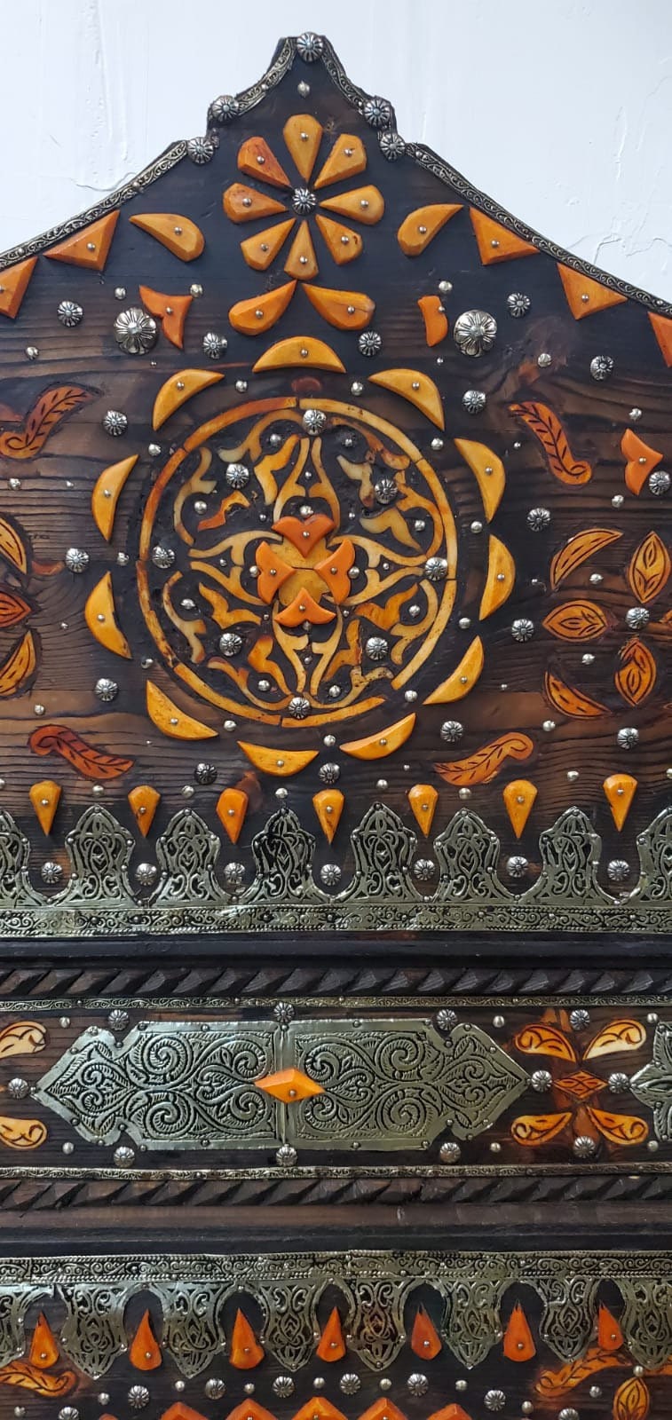 Vintage Moroccan Mirror: Giant Sultan Style, Camel Bone Inlay