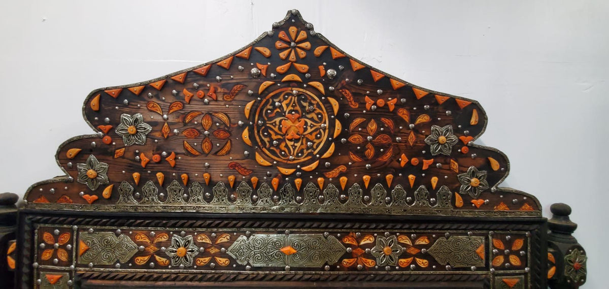 Vintage Moroccan Mirror: Giant Sultan Style, Camel Bone Inlay